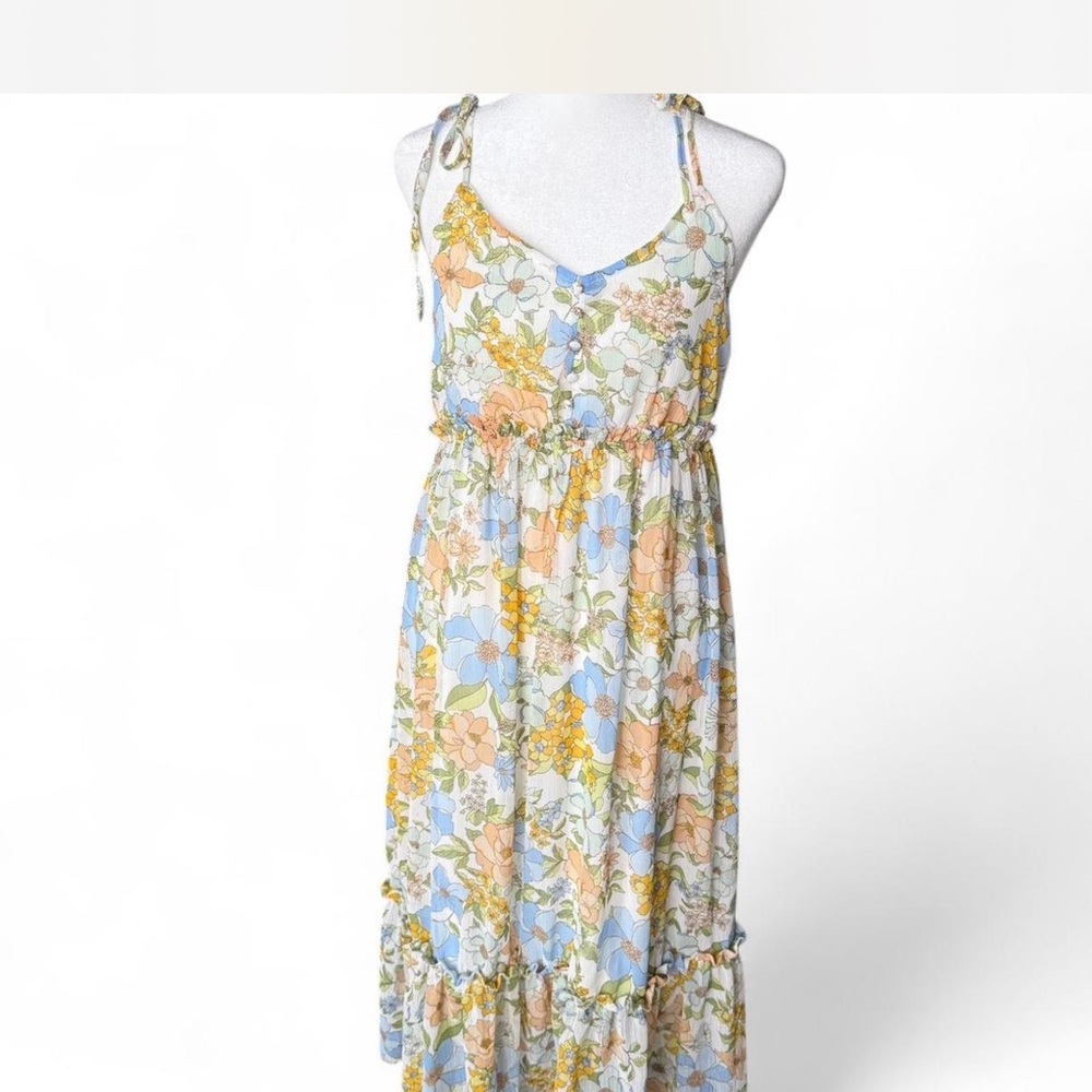 Floral Maxi Dress with Tie Straps